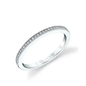 Thin Channel Set Wedding Band - Esmeralda