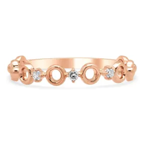 Three Diamond Rose Gold Dainty Wedding Ring