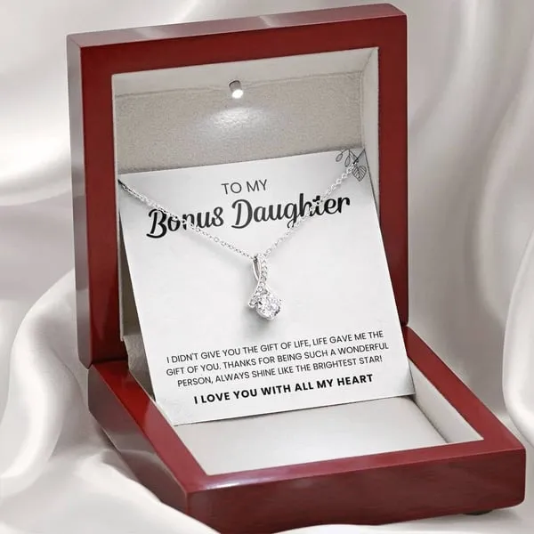 To My Bonus Daughter Necklace, Shine Like The Brightest Star, Birthday Gift, Gift For Daugther