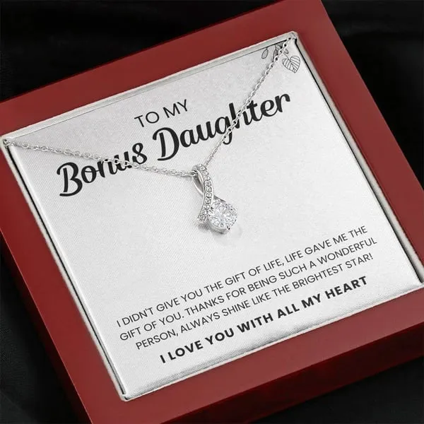 To My Bonus Daughter Necklace, Shine Like The Brightest Star, Birthday Gift, Gift For Daugther