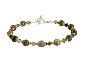 Tourmaline Crystal Gemstone Bracelet, Sterling Silver