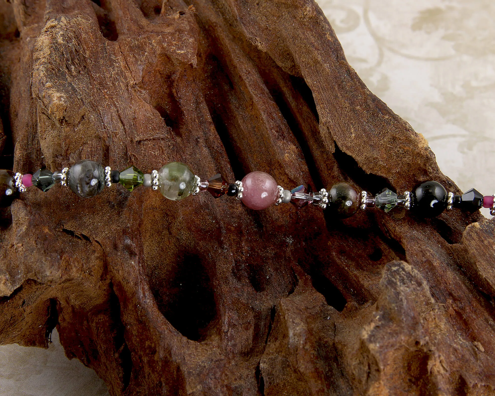 Tourmaline Crystal Gemstone Bracelet, Sterling Silver