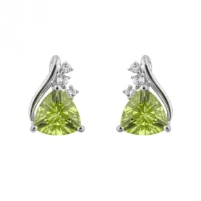 Trillion Peridot White Topaz 9ct White Gold Stud EarringsGE1015G