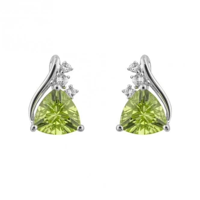 Trillion Peridot White Topaz 9ct White Gold Stud EarringsGE1015G