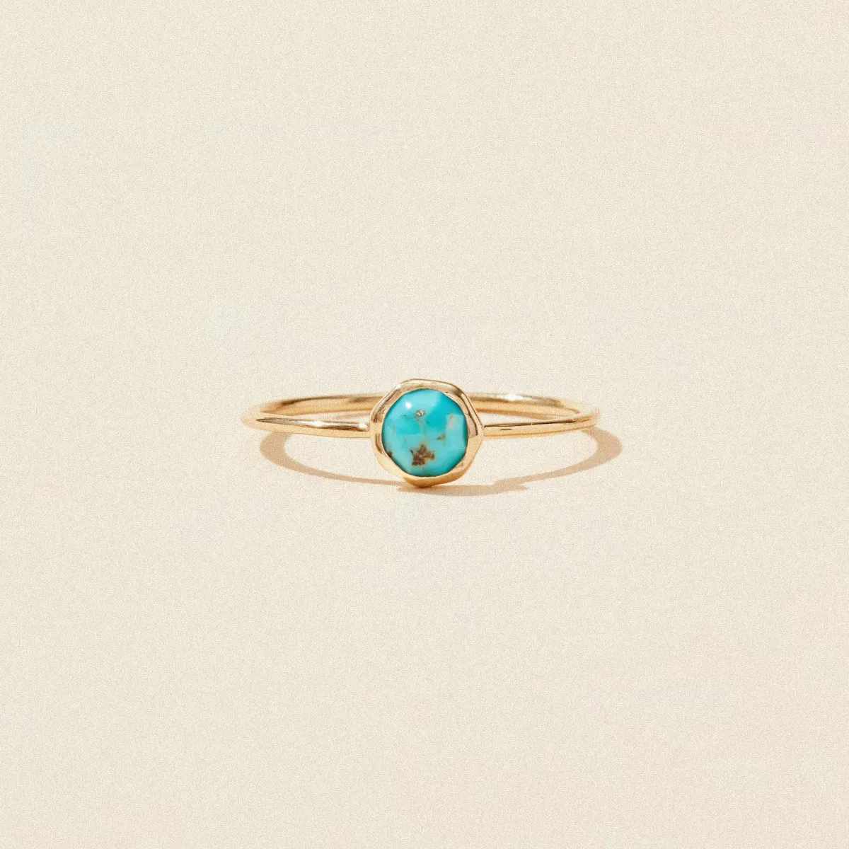 turquoise mini mood ring - 10k yellow gold, turquoise