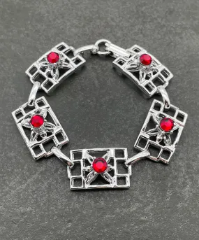 【USA輸入】 ヴィンテージ オープンワーク レッドビジュー ブレスレット/Vintage Openwork Red Bijou Filigree Bracelet