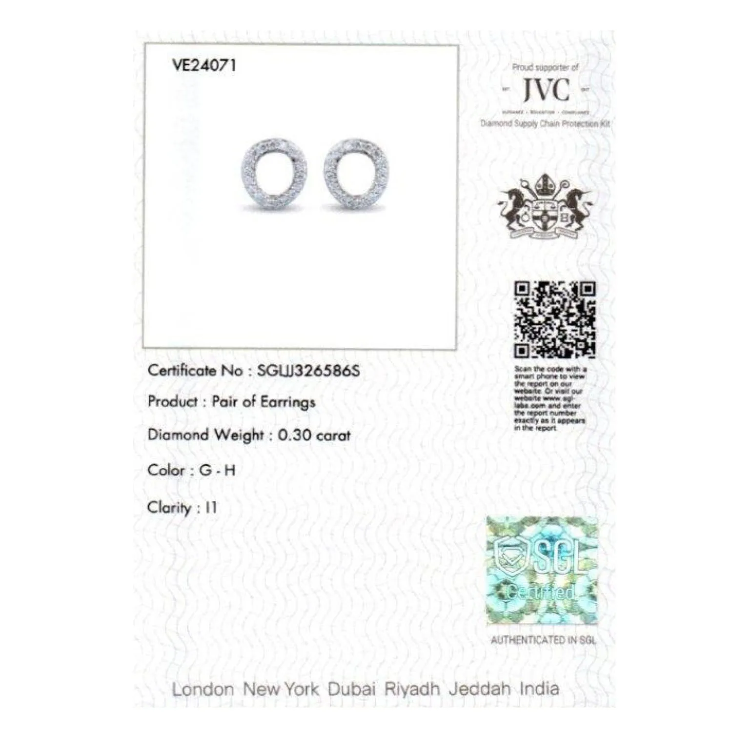 Versa Certified Diamond Studs in 9K Yellow Gold Diamond Carat Wt. 0.30 cts.