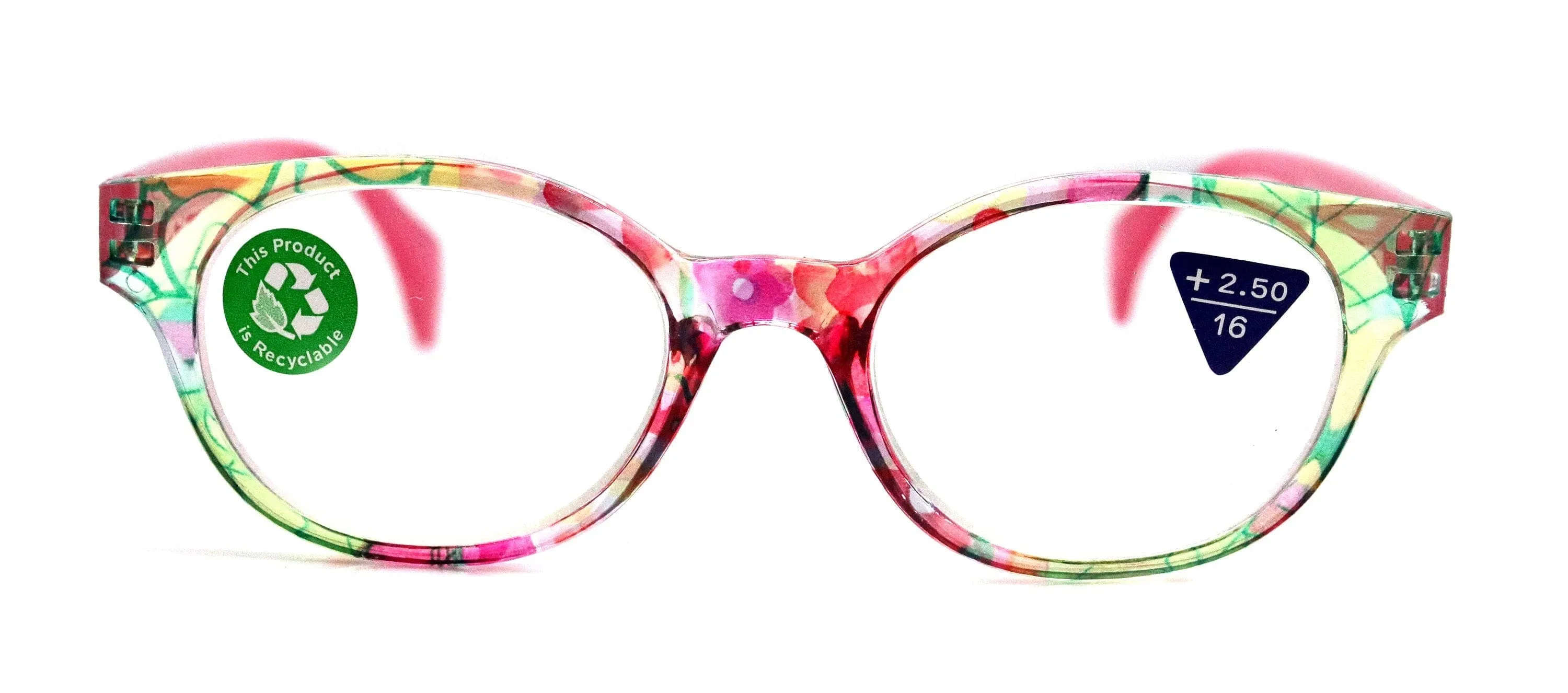 Versailles, (Premium) Reading Glasses High End Readers  1.25 ..  3.00 (Pink, Light Blue Floral) Round Optical Frames. NY Fifth Avenue.