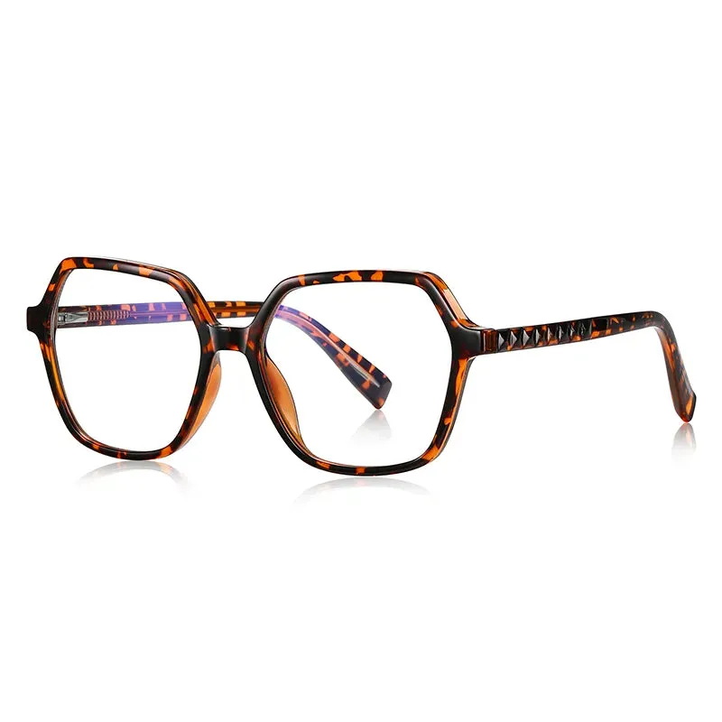 Vicky Unisex Full Rim Large Polygon Square Acetate Alloy Reading Glasses 2140