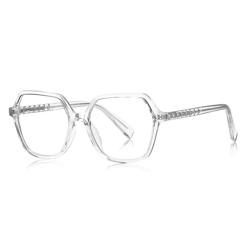 Vicky Unisex Full Rim Large Polygon Square Acetate Alloy Reading Glasses 2140