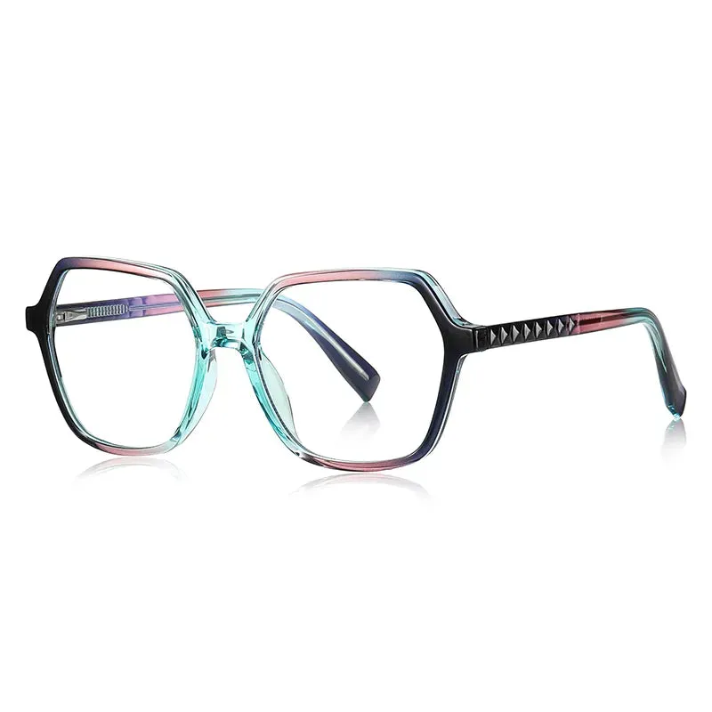 Vicky Unisex Full Rim Large Polygon Square Acetate Alloy Reading Glasses 2140