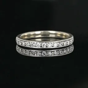 Vintage 14K White Gold Diamond Half Eternity Band Ring