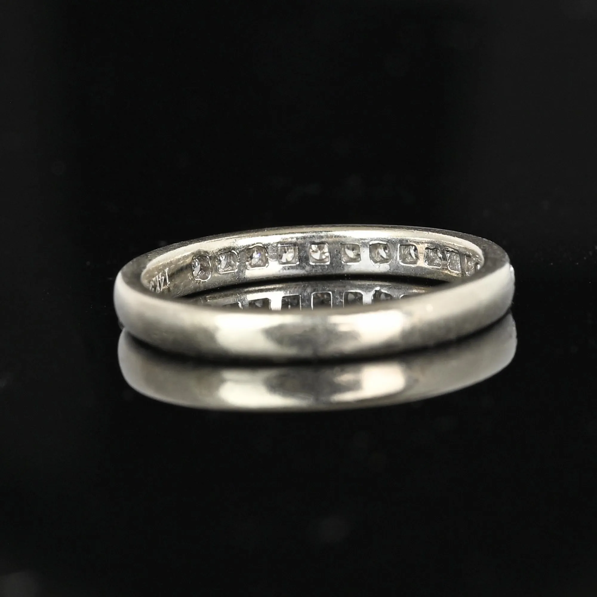 Vintage 14K White Gold Diamond Half Eternity Band Ring