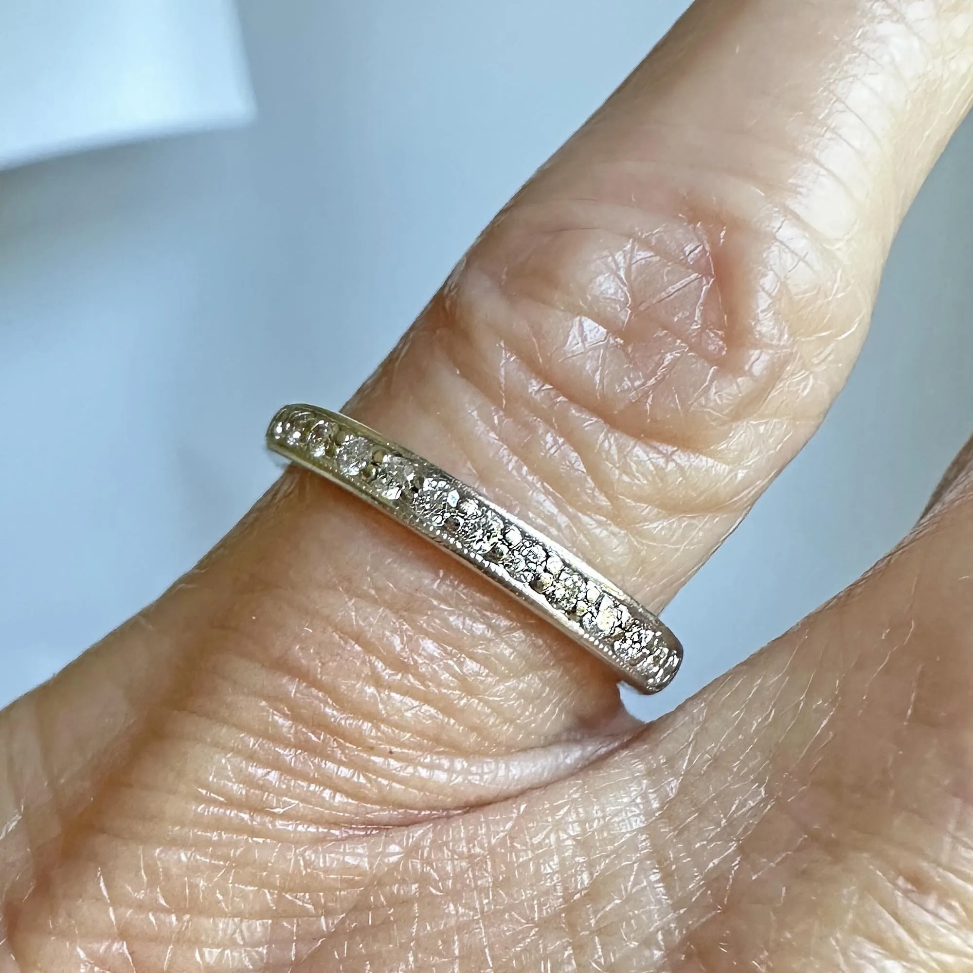 Vintage 14K White Gold Diamond Half Eternity Band Ring