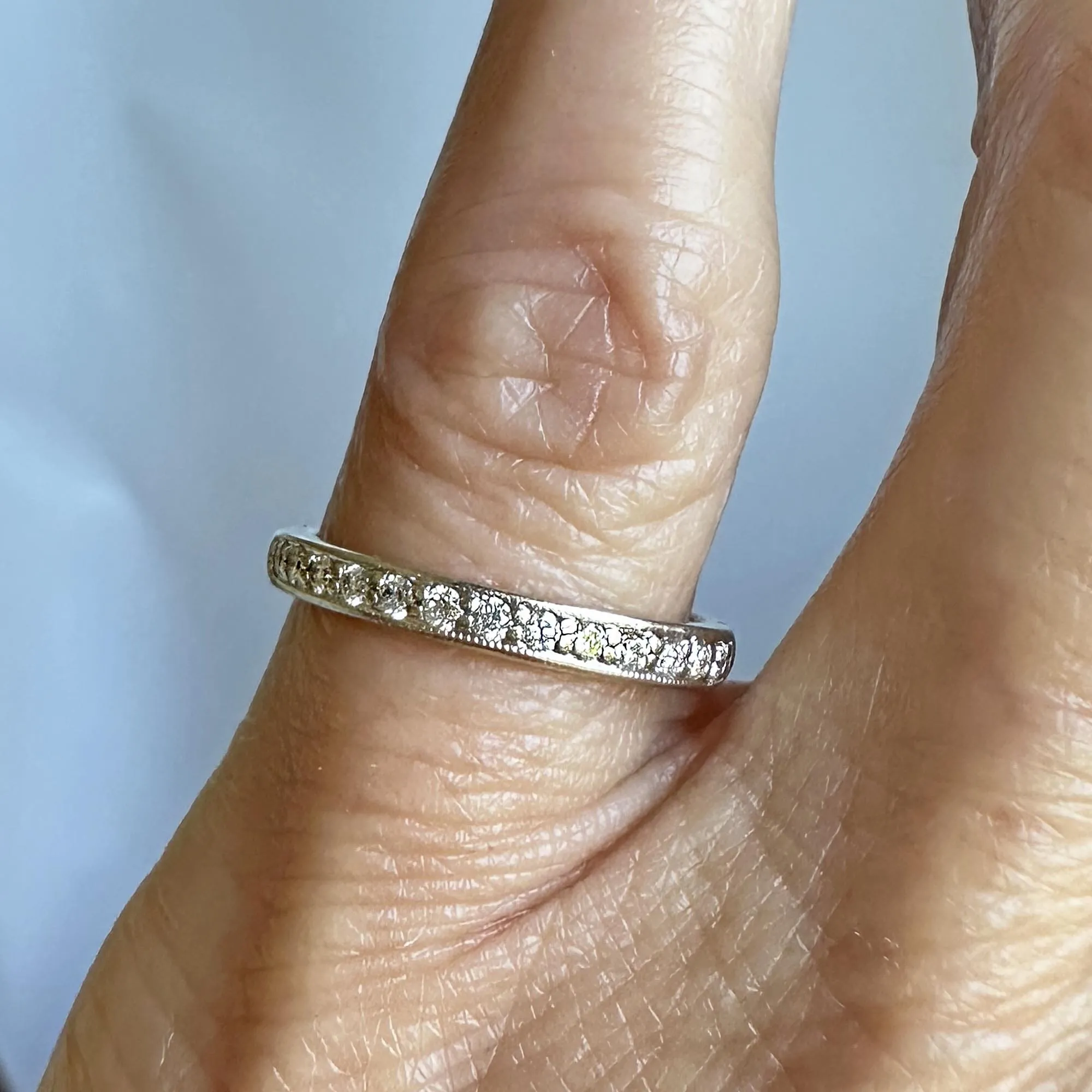 Vintage 14K White Gold Diamond Half Eternity Band Ring