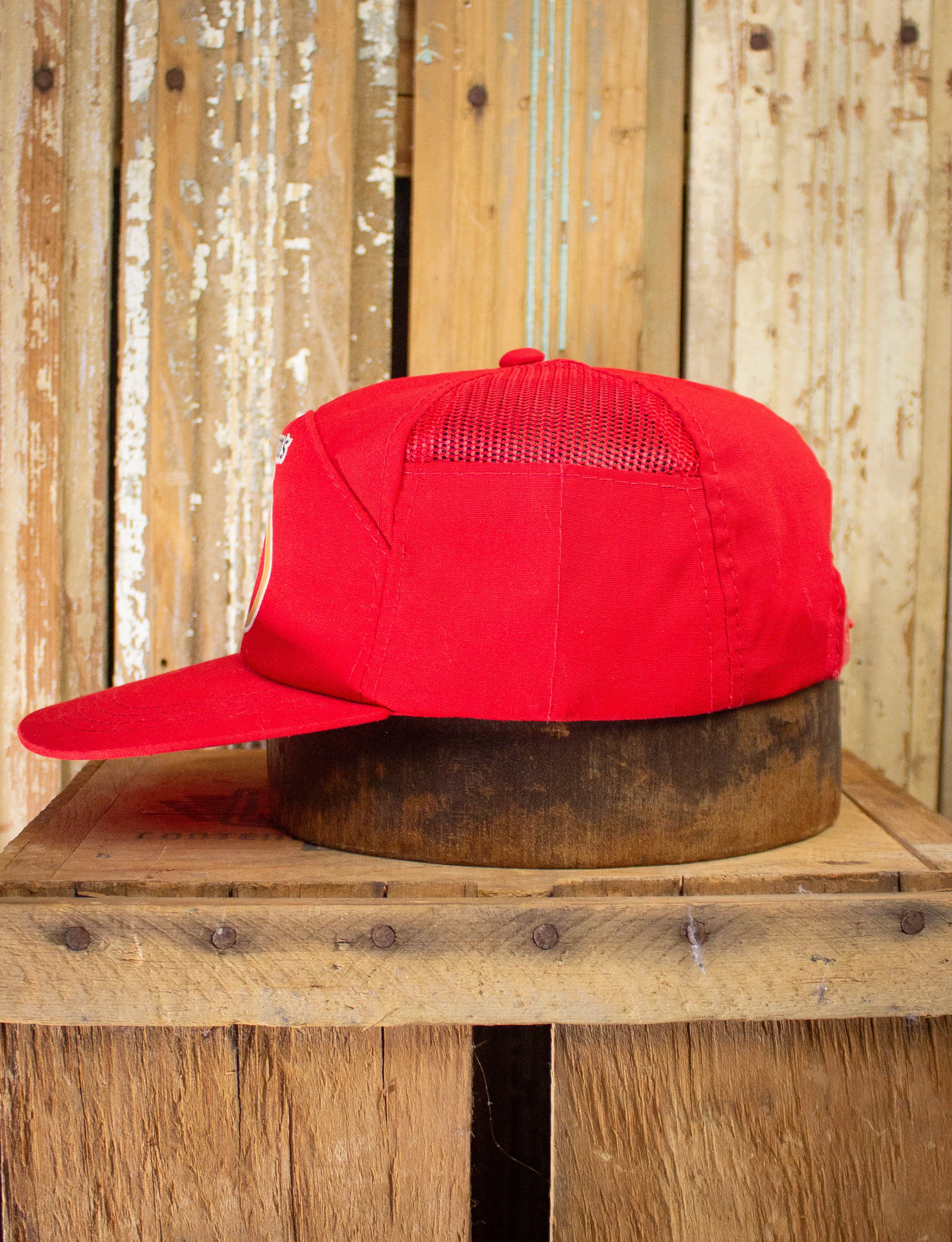 Vintage 90s Seagermans Canadian Whiskey Red Trucker Hat