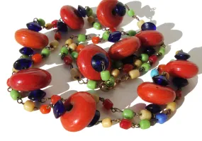 Vintage Flapper Necklace Bohemian Lampwork Glass Beads