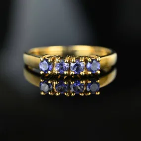 Vintage Four Stone Violet Tanzanite Ring Band in Gold