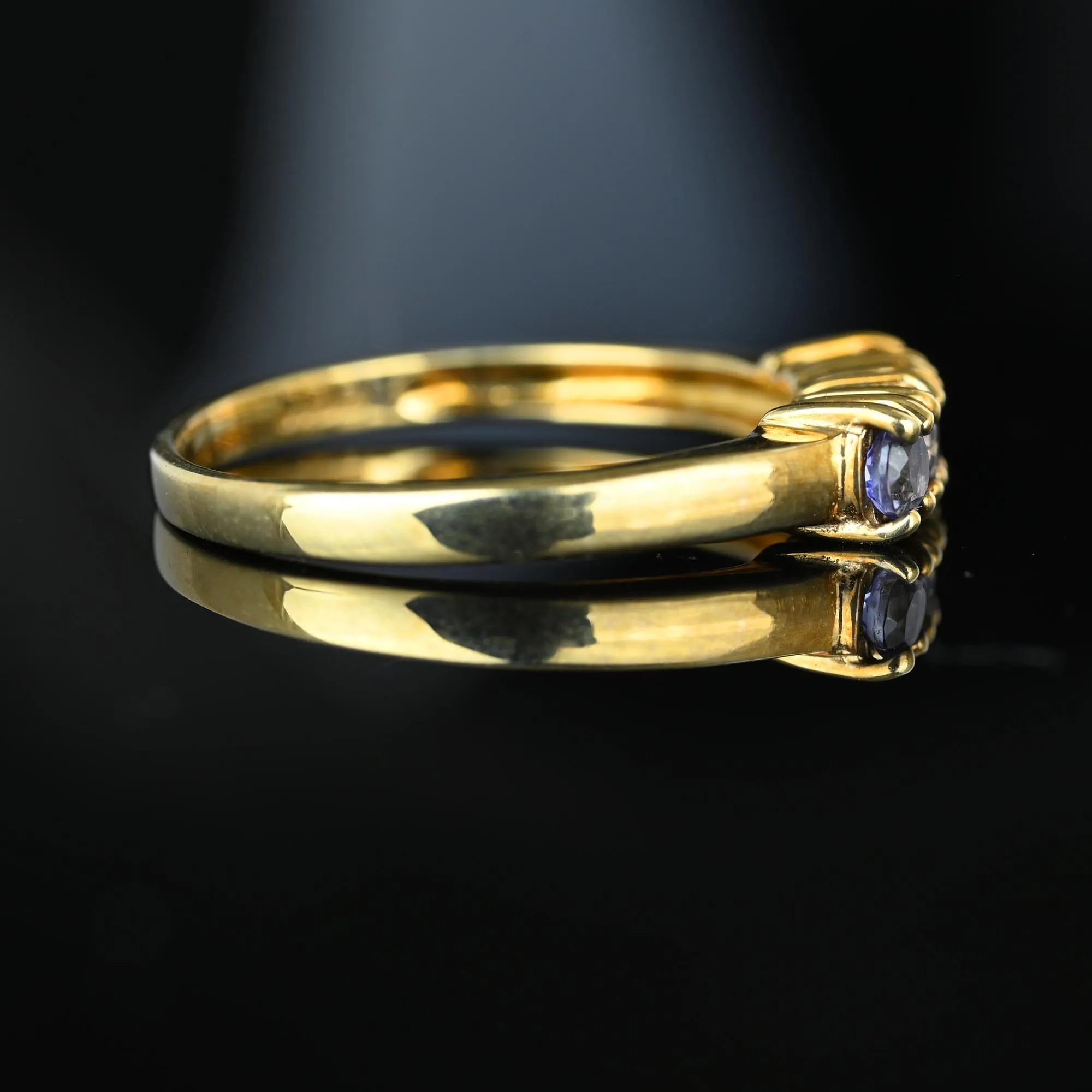 Vintage Four Stone Violet Tanzanite Ring Band in Gold