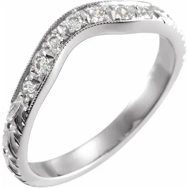 Vintage-inspired 1/8 CTW Curved Diamond Wedding Band