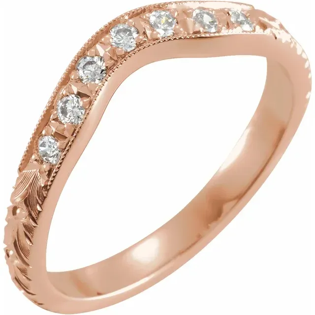 Vintage-inspired 1/8 CTW Curved Diamond Wedding Band