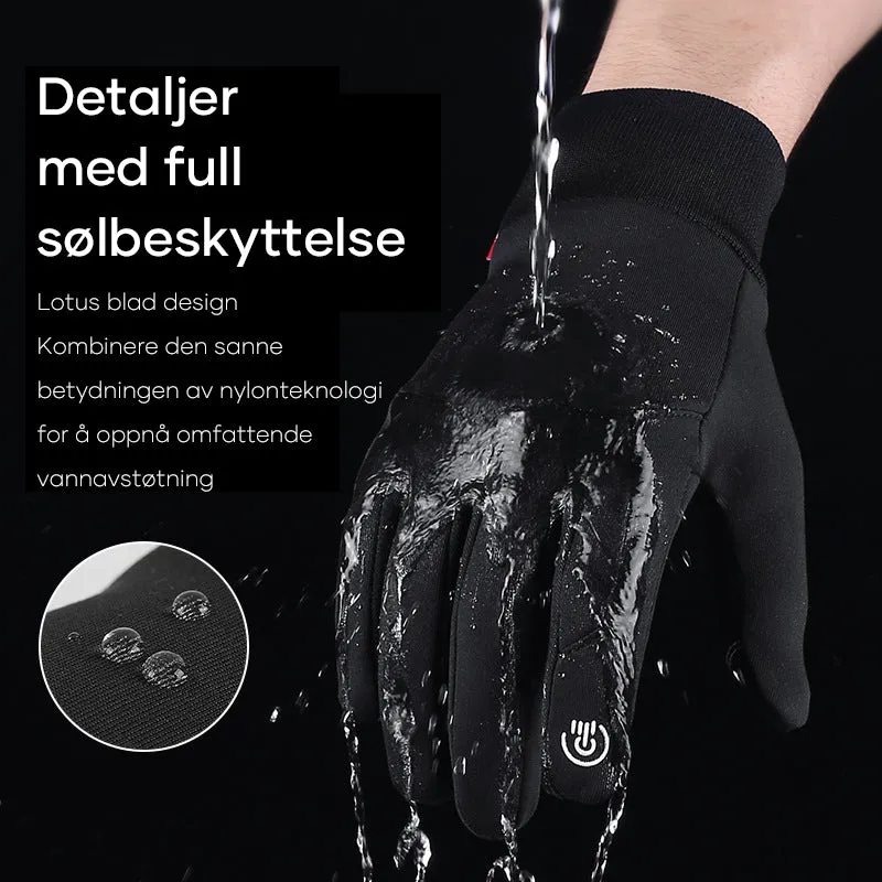 Warming water-resistant gloves with touch screen