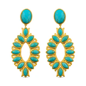 Water Lily Drop Earrings - Turquoise