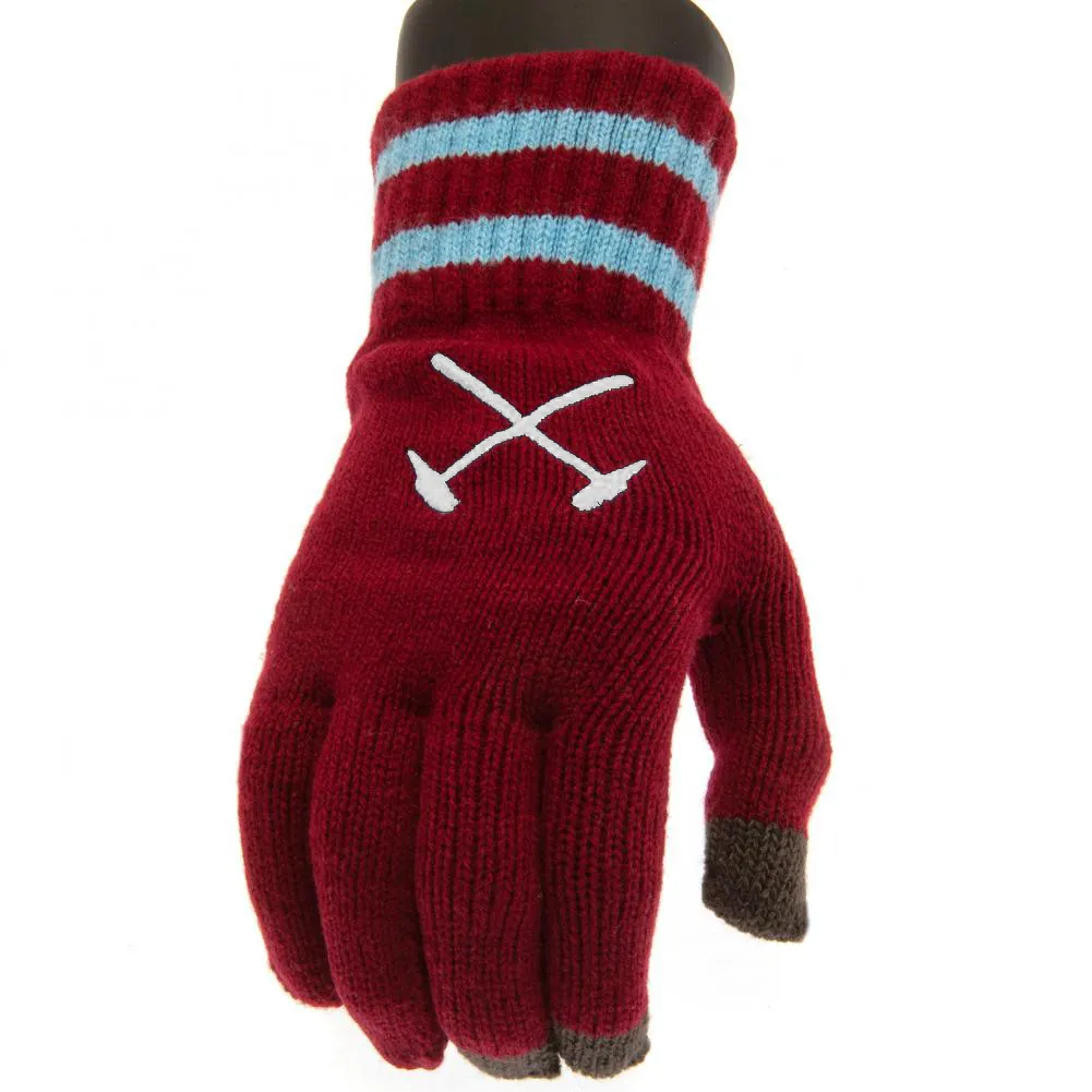 West Ham United FC Touchscreen Knitted Gloves for Youths