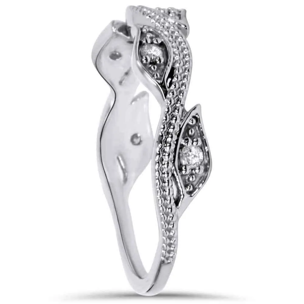 White gold diamond wedding rings | 14k Leaf Vine Ring