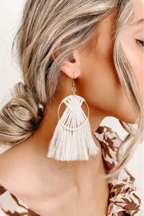 White Macrame Style Earrings