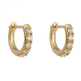 White Topaz 9ct Yellow Gold Hoop Earrings GE1051C