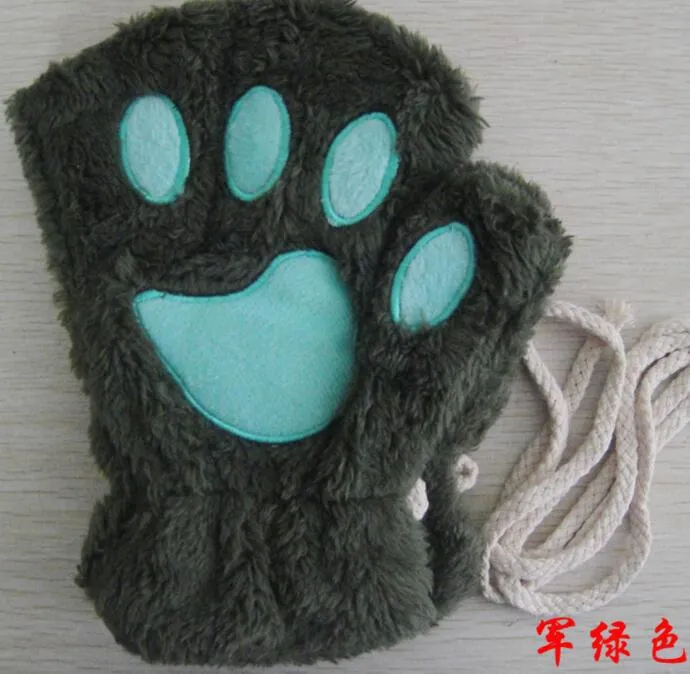 Winter Lovely Half Cover Paw Bear Cat Claw Gloves Short Finger