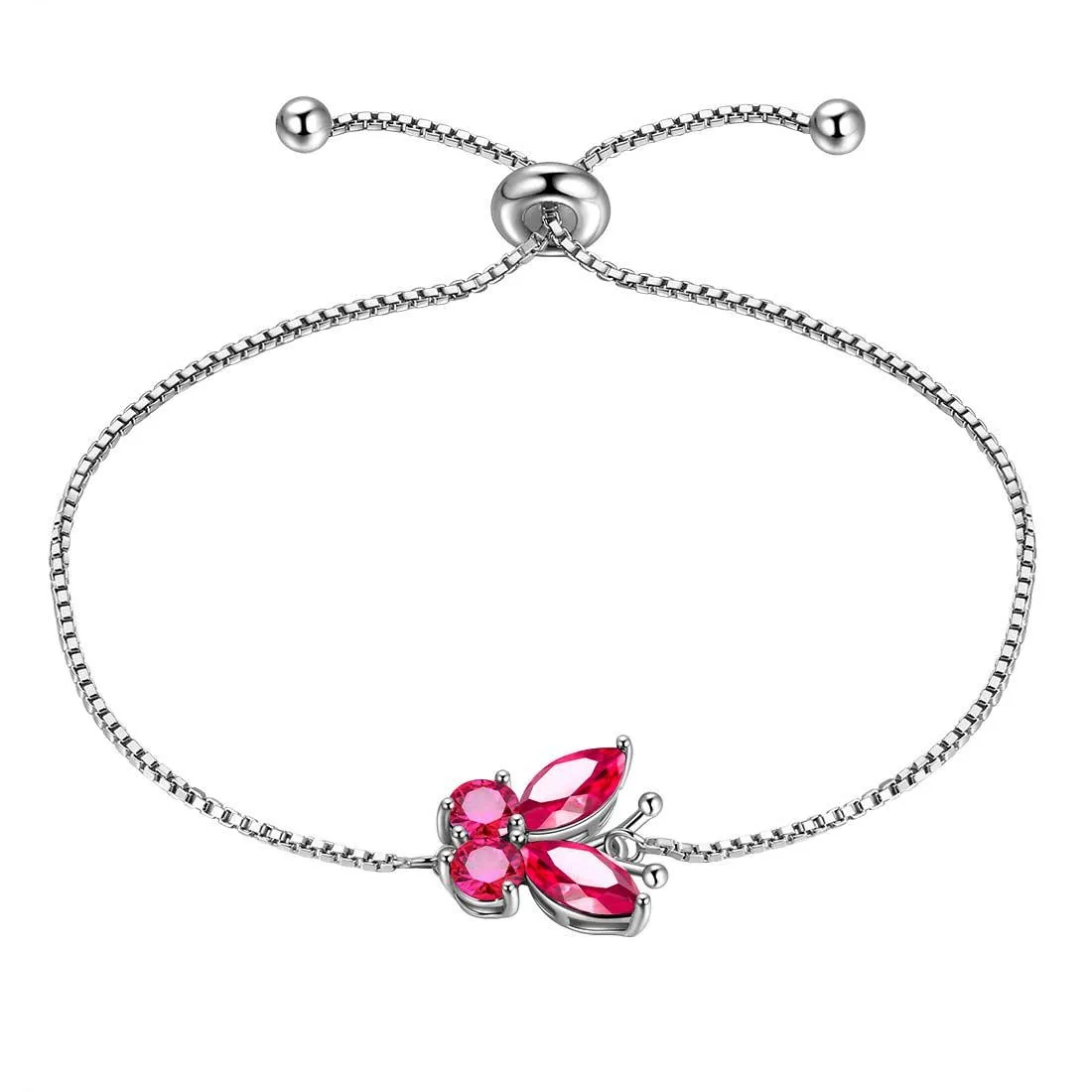 Women Butterfly Bracelet Birthstone Jewelry Gift Girls 925 Sterling Silver