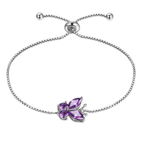 Women Butterfly Bracelet Birthstone Jewelry Gift Girls 925 Sterling Silver