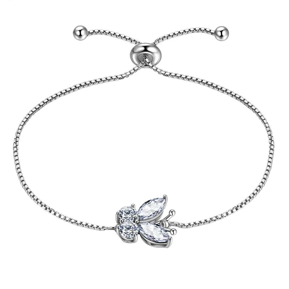 Women Butterfly Bracelet Birthstone Jewelry Gift Girls 925 Sterling Silver