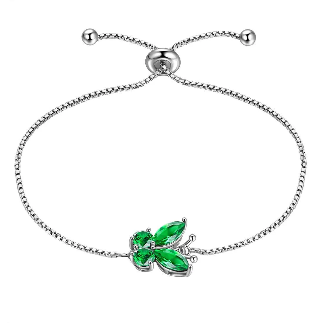 Women Butterfly Bracelet Birthstone Jewelry Gift Girls 925 Sterling Silver