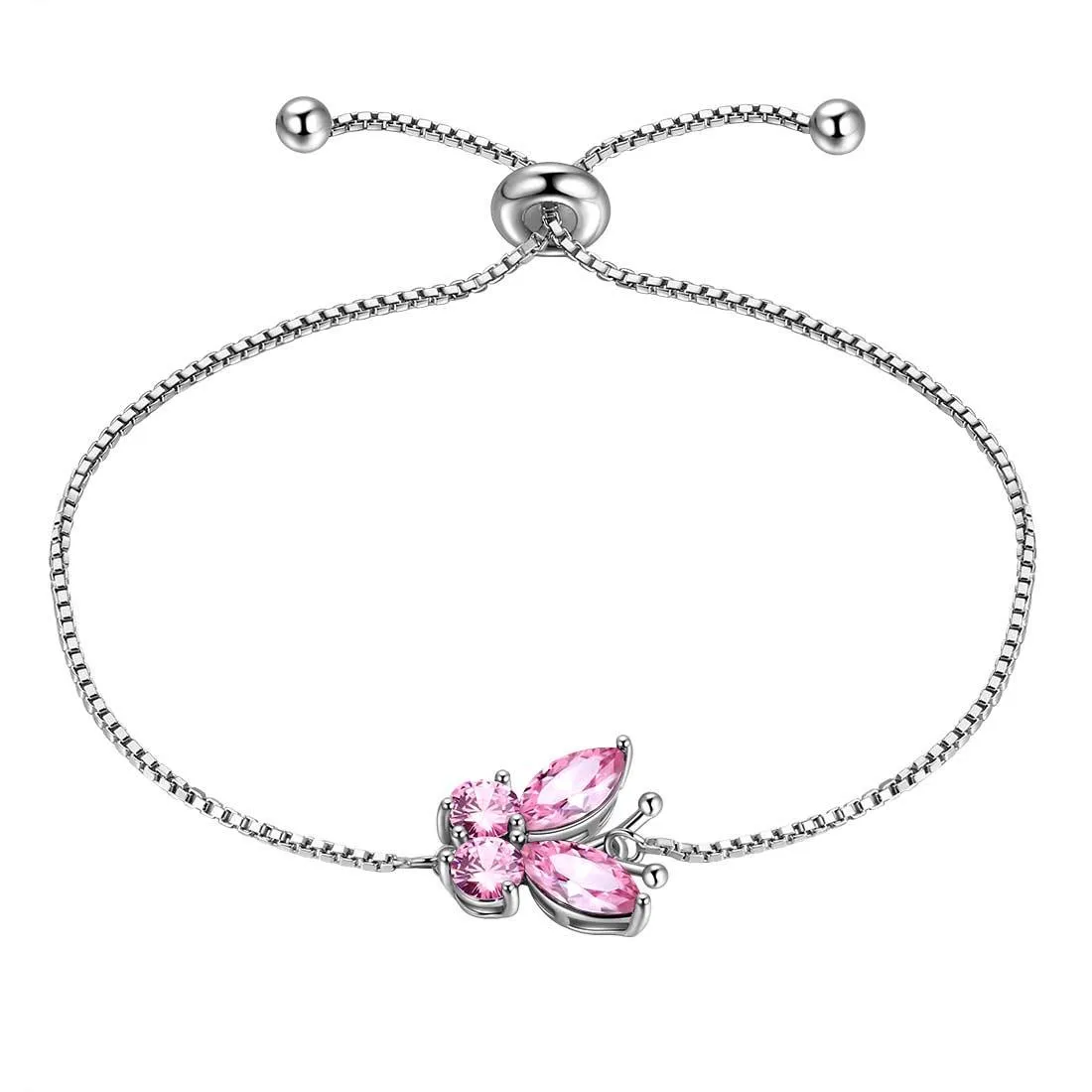 Women Butterfly Bracelet Birthstone Jewelry Gift Girls 925 Sterling Silver