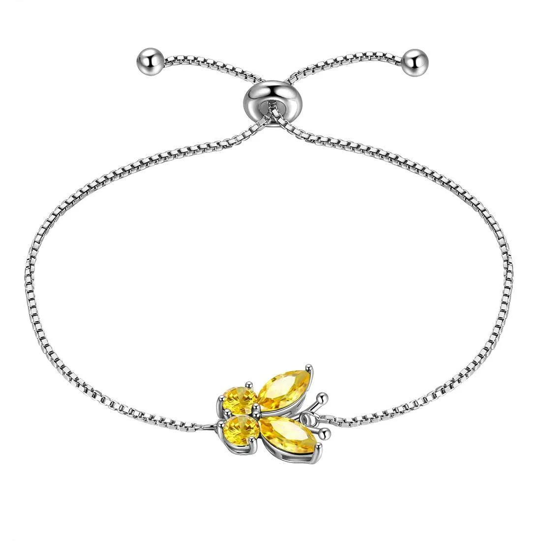 Women Butterfly Bracelet Birthstone Jewelry Gift Girls 925 Sterling Silver