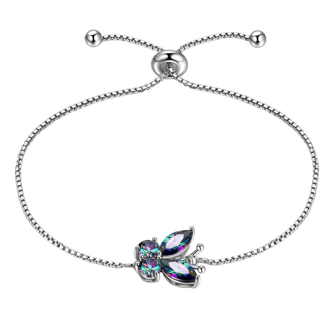 Women Butterfly Bracelet Birthstone Jewelry Gift Girls 925 Sterling Silver