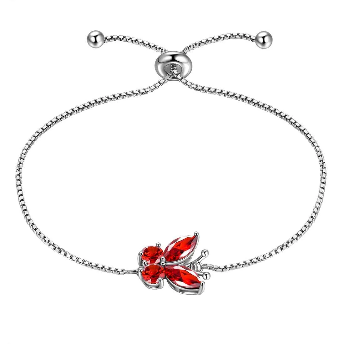 Women Butterfly Bracelet Birthstone Jewelry Gift Girls 925 Sterling Silver