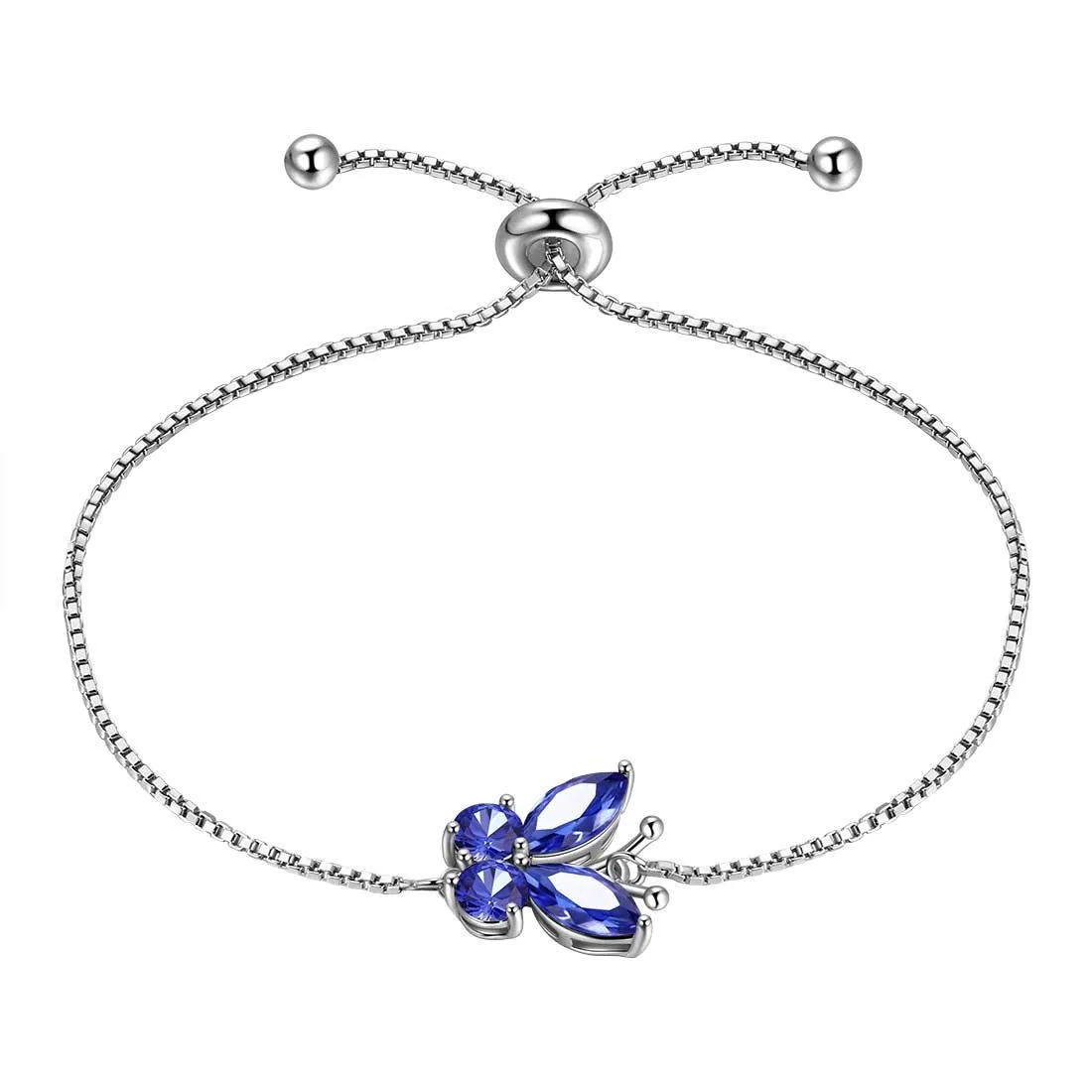 Women Butterfly Bracelet Birthstone Jewelry Gift Girls 925 Sterling Silver