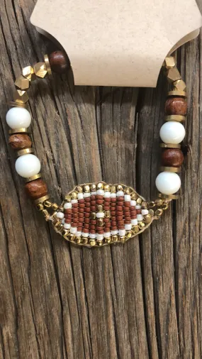 Wristful Thinking Brown Toned Bracelet with beaded accent