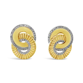 Yellow Gold & Diamond Interlocking Circles Earrings